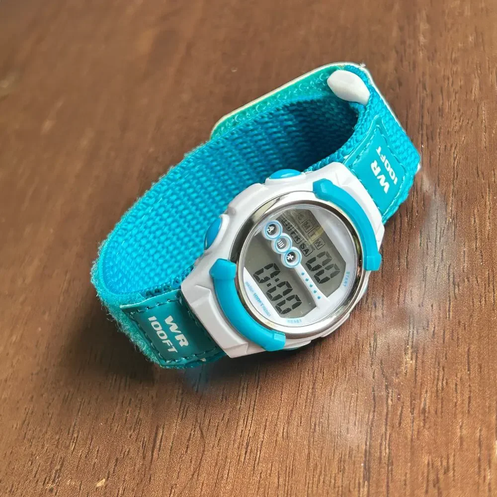 Blue & White Digital Watch Water Resistant Working New Battery